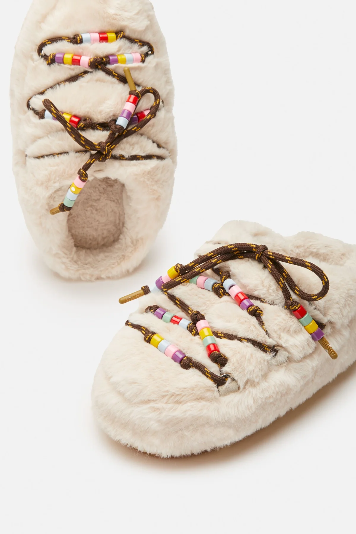 Faux-fur Beads Cream Mules - Image 4