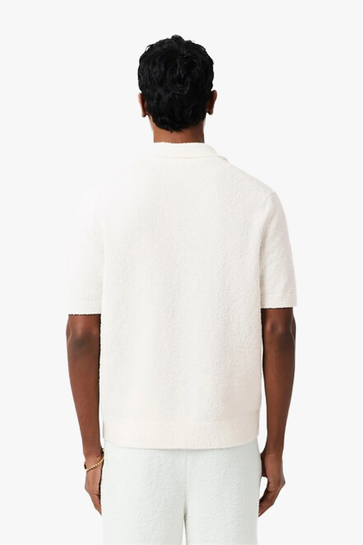 COTTON BLEND BOUCLÉ POLO COLLAR SWEATER - Image 4