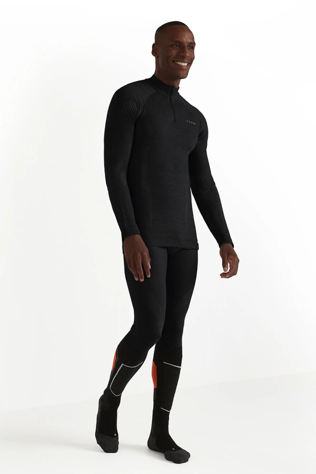 Men Long sleeve Half-Zip Wool-Tech Black - Image 2