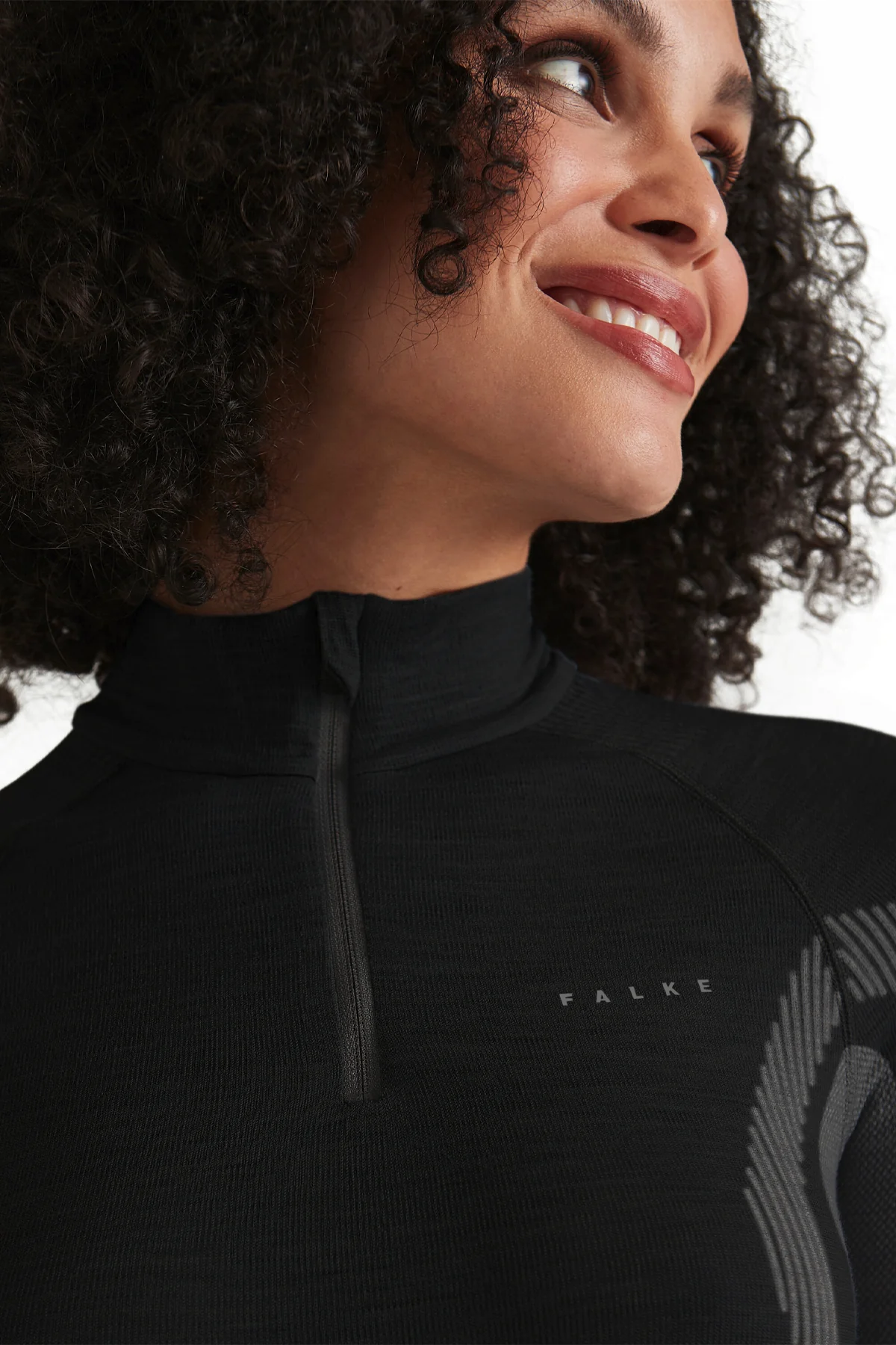 Women long sleeve Half-Zip Wool-Tech Black - Image 2