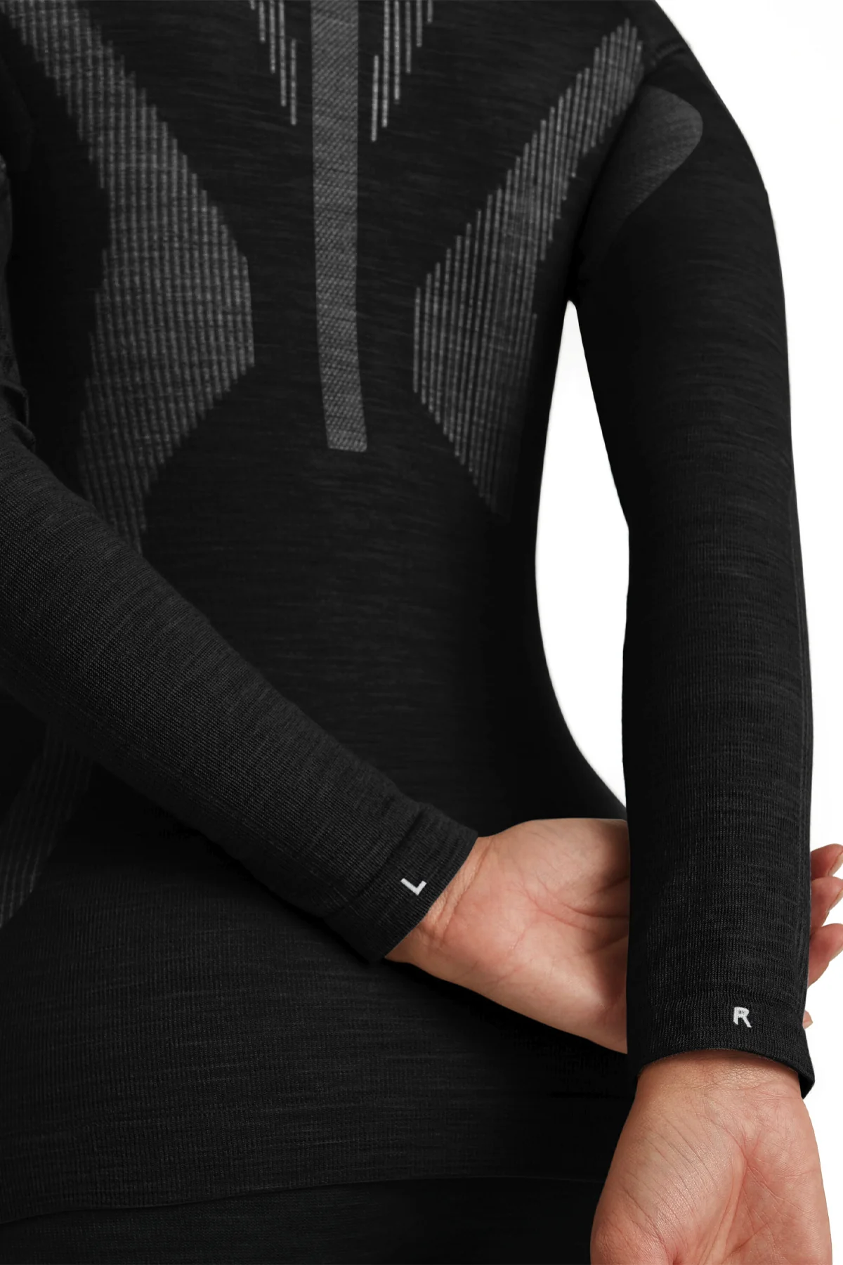 Women long sleeve Half-Zip Wool-Tech Black - Image 4